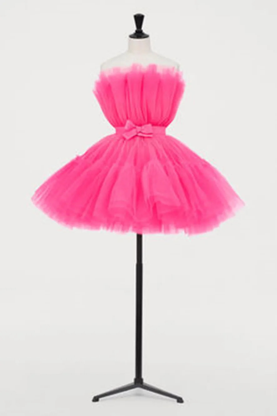 Pretty fucsia Tulle Mini abiti da Cocktail 2023 Ruffles Short Prom Gowns Off The Shoulder Robe De Homecoming Dress