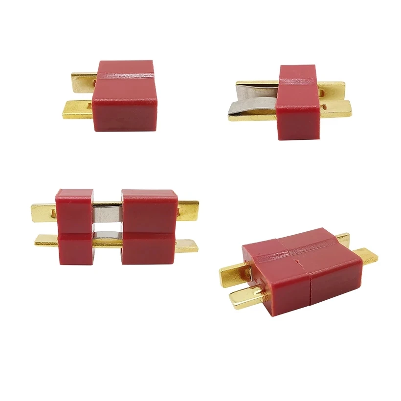 10/5Pairs Red T Plug Connector Kits T Type Male Plugs & Female Jack Deans Connectors for RC LiPo Battery Helicopter