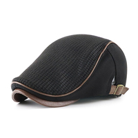 Mens Flat Cap British Beret Hat Fall Winter Knitted Gatsby Hat Middle-aged Herringbone Cap Patchwork Newsboy Duckbill Golf Visor