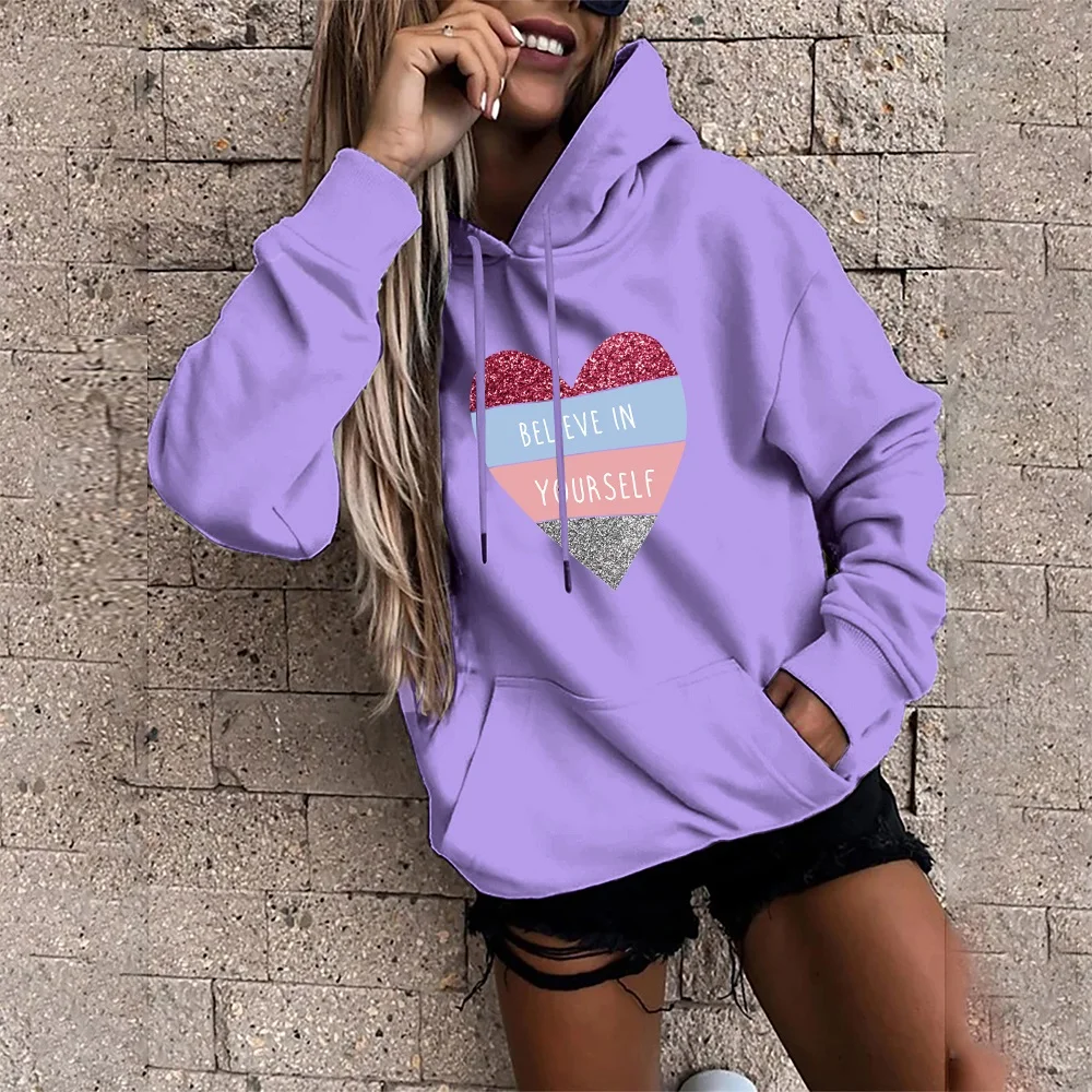 Fashion Hoodie Sweatshirt 2021 Fall New Womens Casual Hooded Pullover Sweater Hoodie Poly-cotton Sweater Long Sleeve Clothes