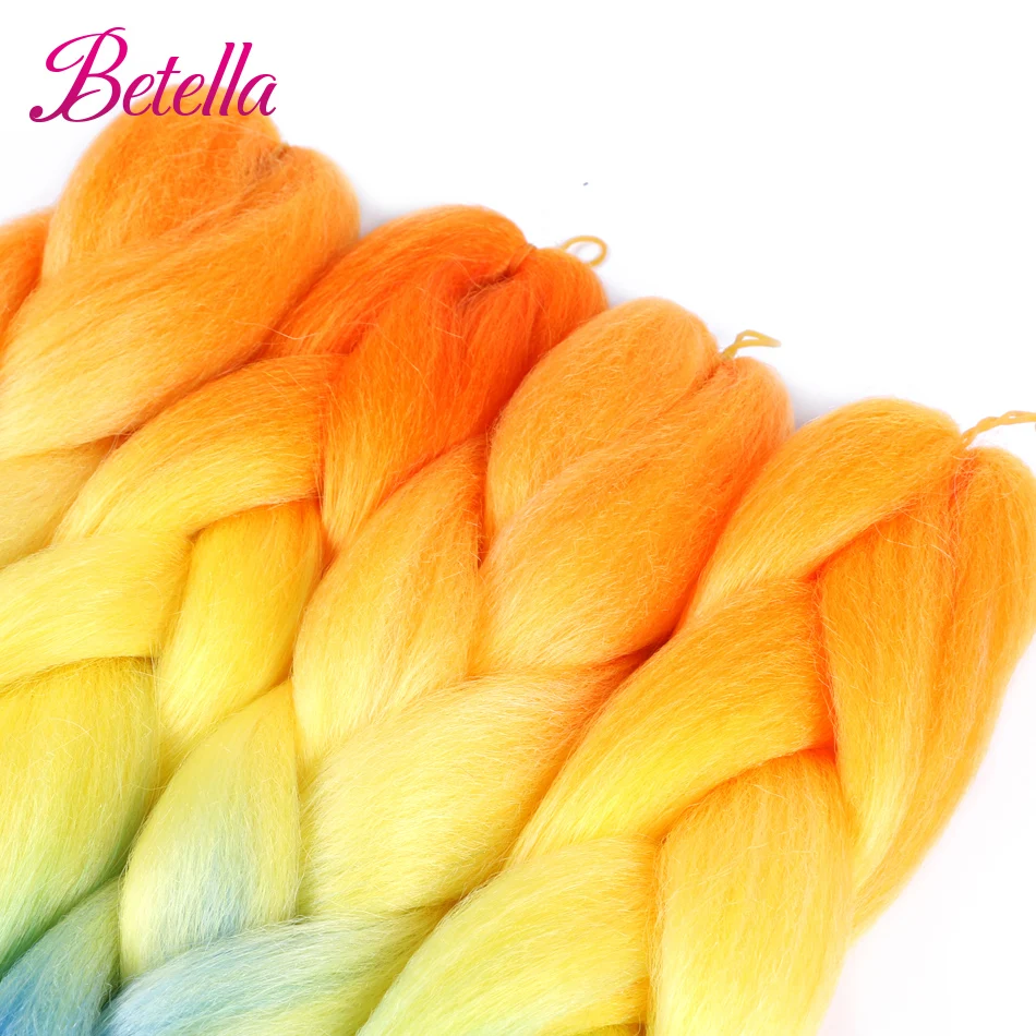 Betella 24 polegada ombre cor tranças de cabelo sintético pré esticado atacado jumbo trança kanekalon extensões de cabelo 100 g/pçs