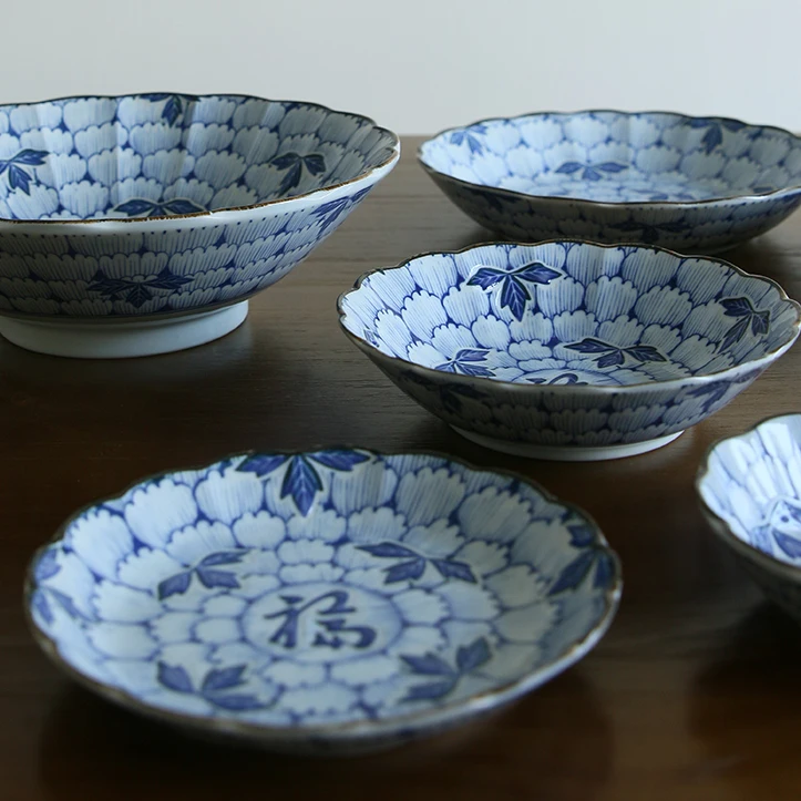 Spot many imported from Japan blue everyone ceramic dish bowl dish large noodle soup bowl dish meinung burn