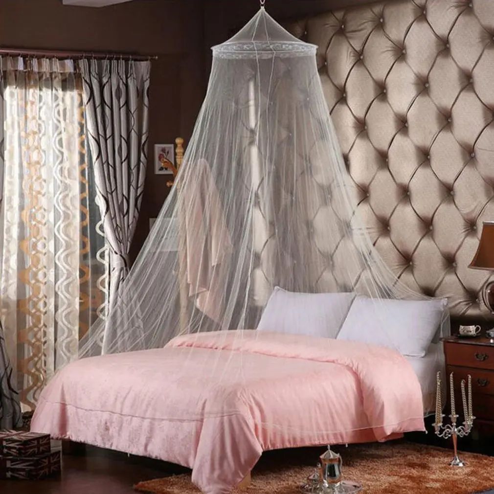 Outdoor Summer Round Lace Insect Bed Canopy Netting Curtain Polyester Mesh Fabric Home Textile Elegant Hung Dome Mosquito Net