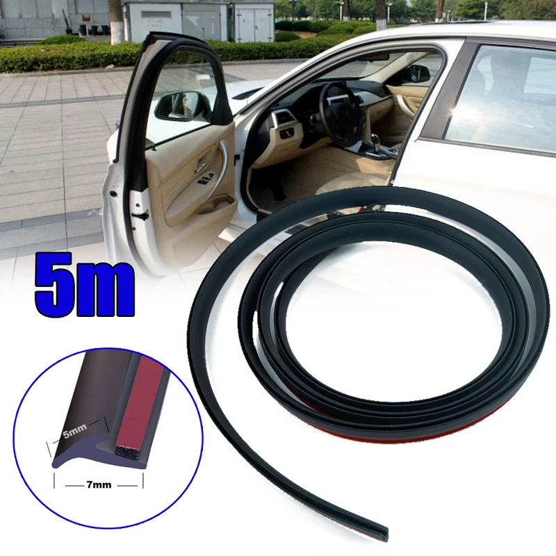 5Meters Car Seal Automotive Door Weatherstripping Door Rubber Seal Strip Inclined T-Shaped Car Sound Rubber Sealing Accessories