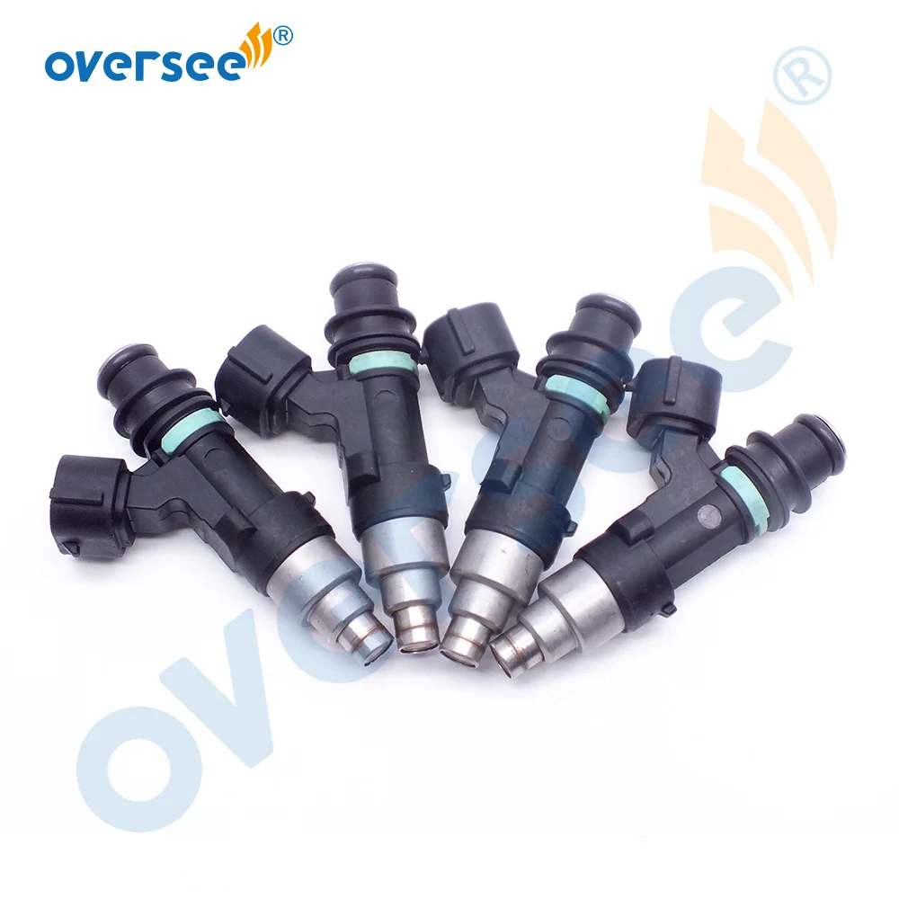 OVERSEE 4pcs/set Fuel Injector 15710-82K50 for 2015 Suzuki Outboard DF 90 Boat Marine Motor Parts