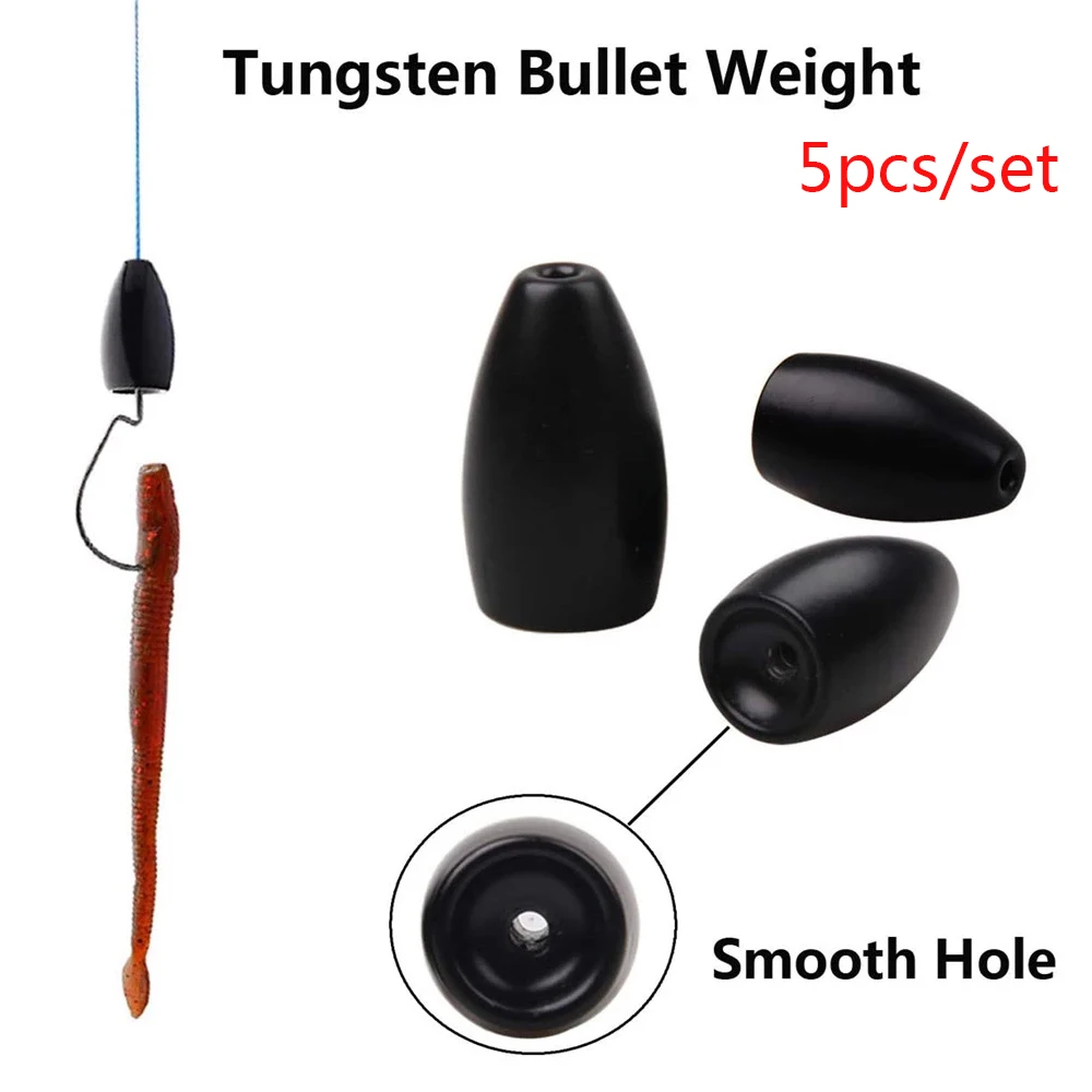 5pcs Fishing Tungsten Weights Copper Alloy Weight Bullet Shape Sinkers Flipping/Worm Weights 1.8g-10.6g