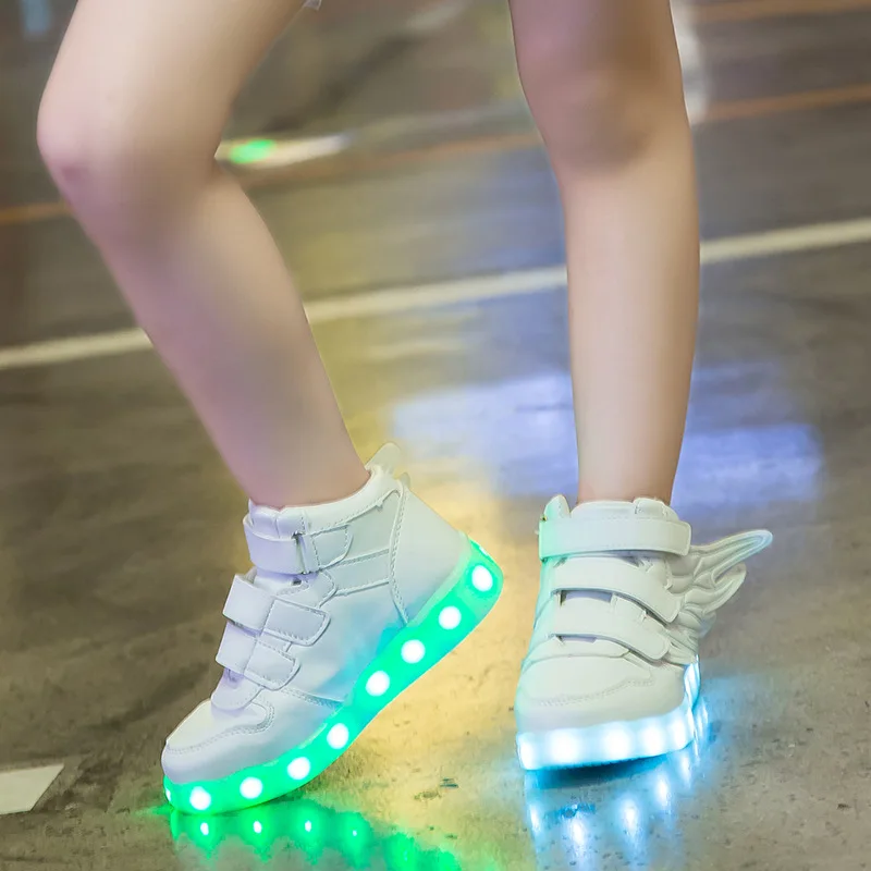 UncleJerry-zapatos luminosos con luces Led para niños y niñas, zapatillas luminosas brillantes con carga USB, zapatos de moda para niños