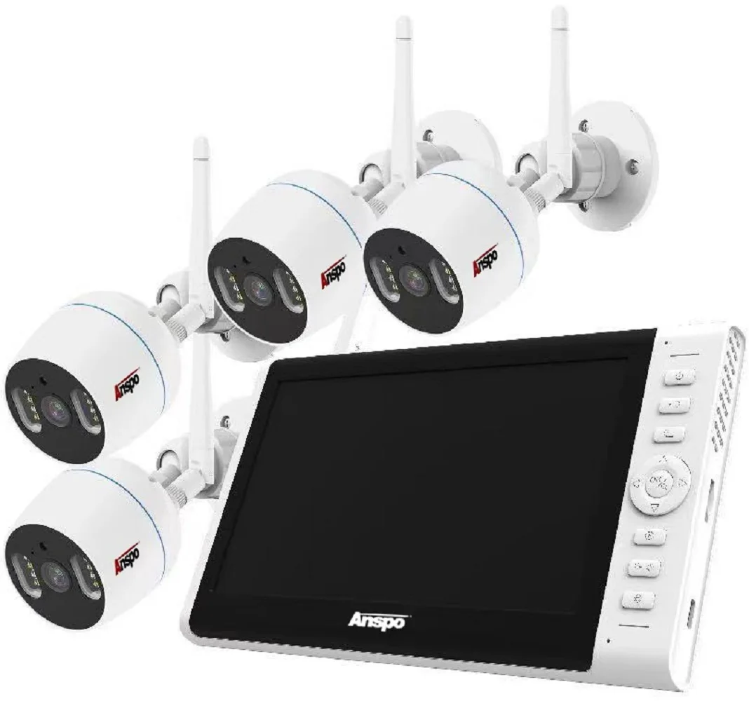 Anspo 3.0MP Wireless WiFi Security Camera System 7 inch LCD Monitor 4CH NVR 4Pcs Ip Camera Night Vision Motion Detect P2P