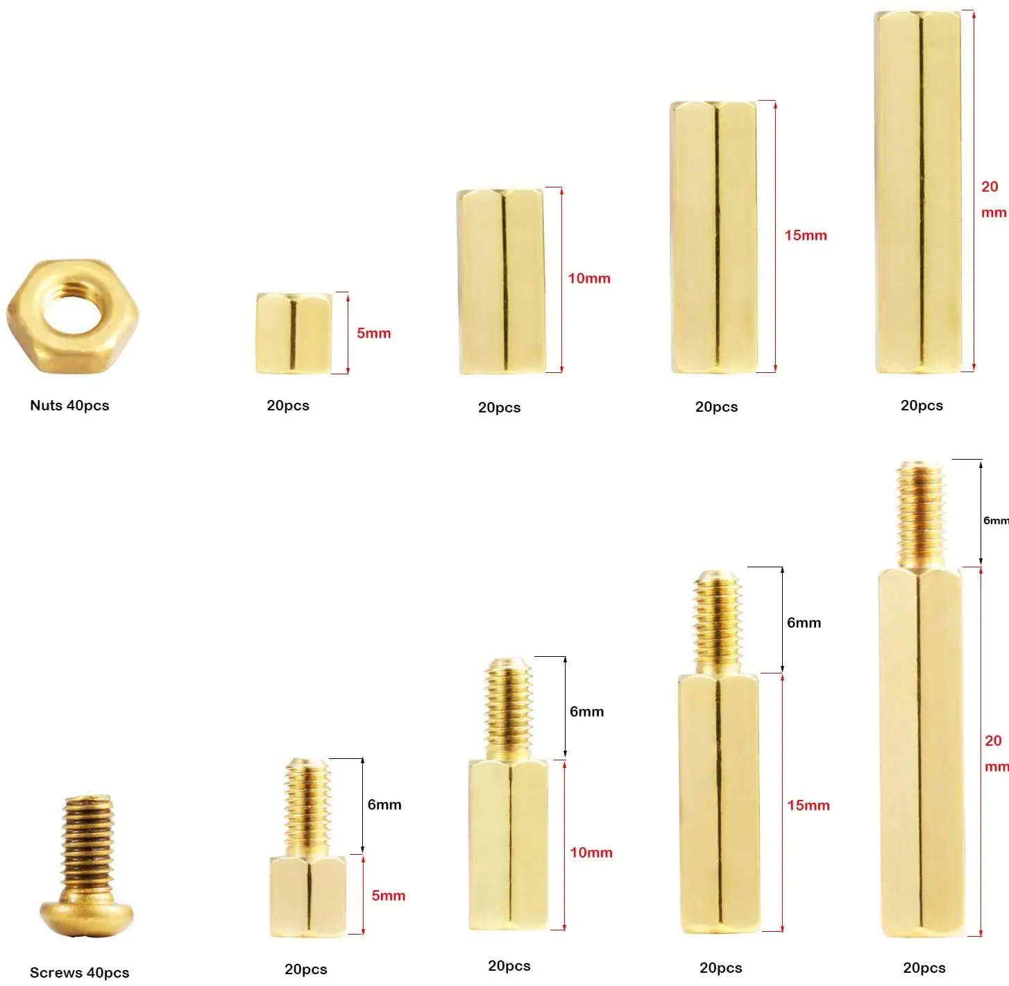 180/240/320pcs M2 M3 M4 Male Female Hex Brass Spacer Standoff Screw Nut Threaded Pillar PCB Motherboard Assortment Kit