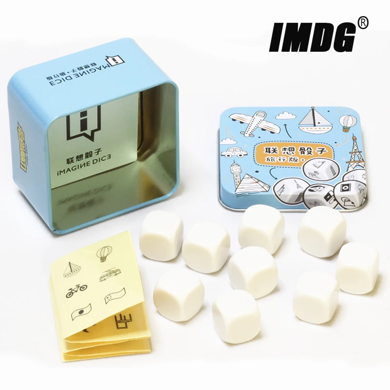 9pcs Puzzle Dice Cube Set Imagine Dice Foster Imagination Story Cubes Training Of Oral Thinking Sticker Style