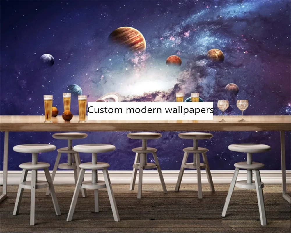 

beibehang Customized modern universe beautiful decorative painting indoor starry sky mural papel de parede wallpaper