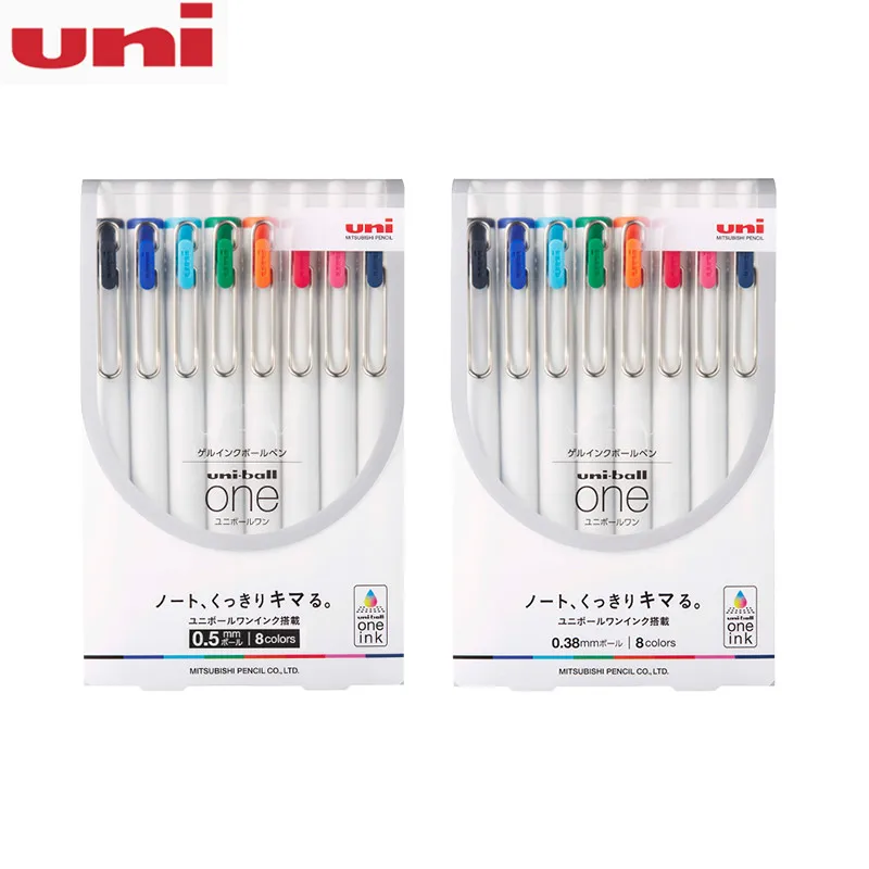 

8pcs/set Japan Uni UMN-S-38 / 05 8C Gel Pen Uni Ball One Push Color Gel Pen Bullet 0.38 / 0.5mm Student Office Supplies