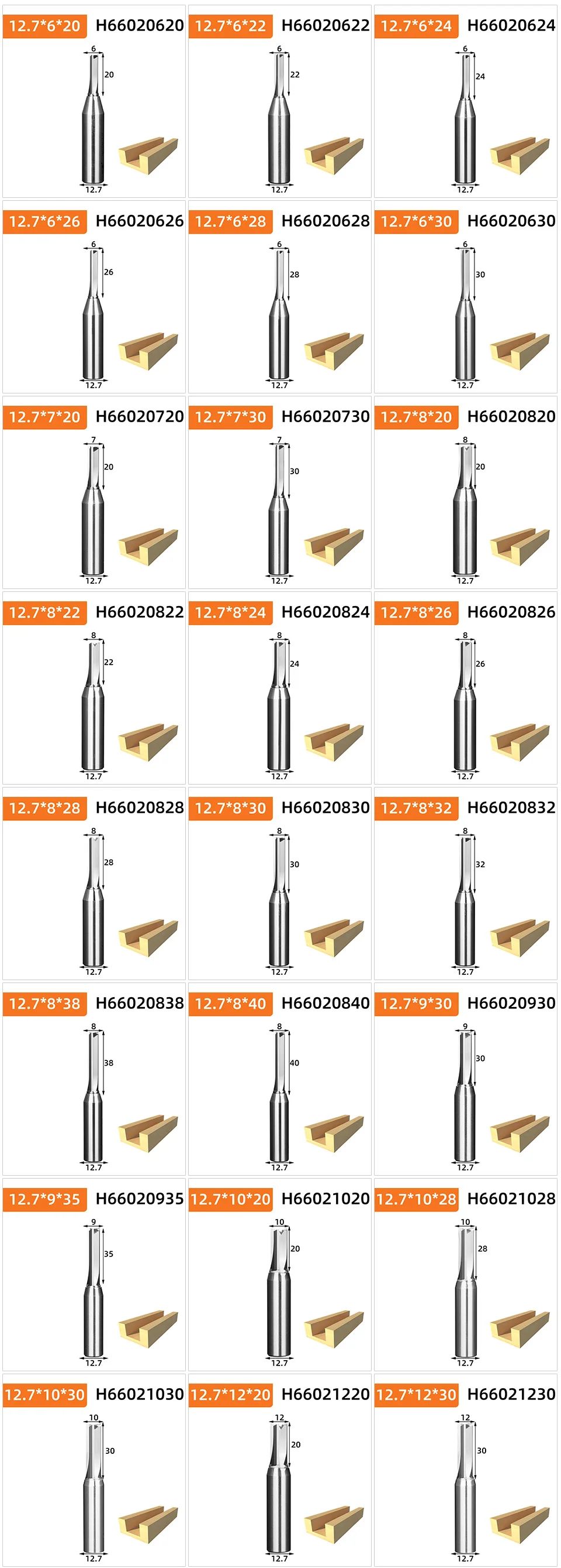 HUHAO Fräser Holz Gerader Schaftfräser 12,75 mm Schaft TCT Fräser Holzbearbeitungswerkzeuge CNC-Fräser Sperrholz MDF – Detail 2