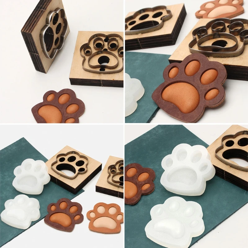 1 Set Leather Craft Dog Paw Key Ring DIY Pendant Modeling Wooden Mold Die Cutting Mould for DIY Art Crafts Aceessories