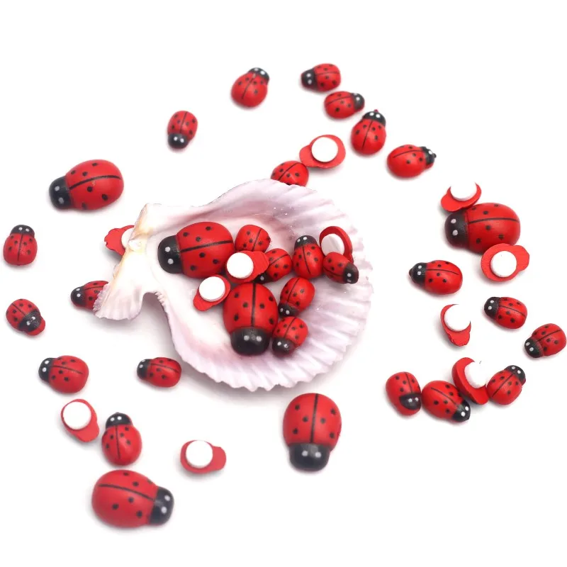 50pcs Red Wooden Ladybirds Flat-Back Crafts Easter Wedding Decor Scrapbooking Cardmaking Child Gift DIY Handmade  Accessories