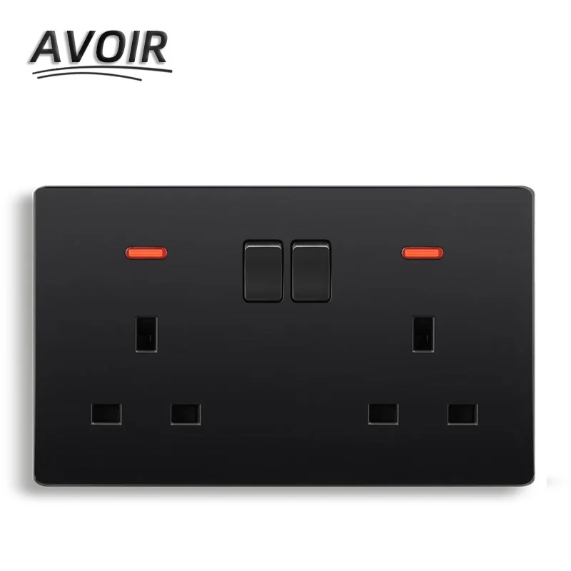 

Avoir UK Standard Plug Socket Power LED Indicator Power Wall Home Electrical Outlet Socket With Switch 146mm*86mm