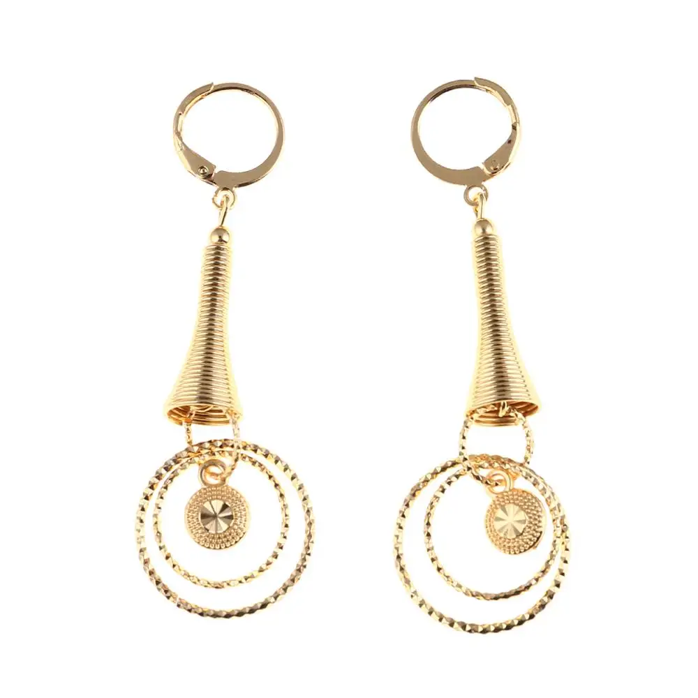 24K Gold Color Trendy Round Earrings for Women Australia Zealand Indonesia Nigeria Congo Party Jewelry Gifts