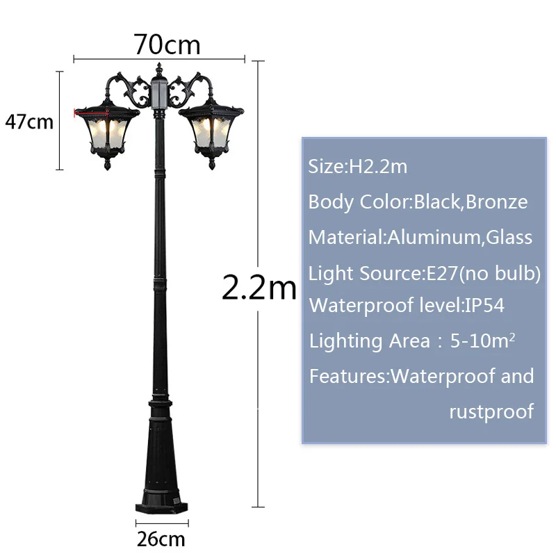 Imagem -06 - Impermeável Led Street Lamp para Exterior Estilo Europeu Lâmpada de Jardim Paisagem Luz Villa Gramado Comunidade Pólo Alto Retro