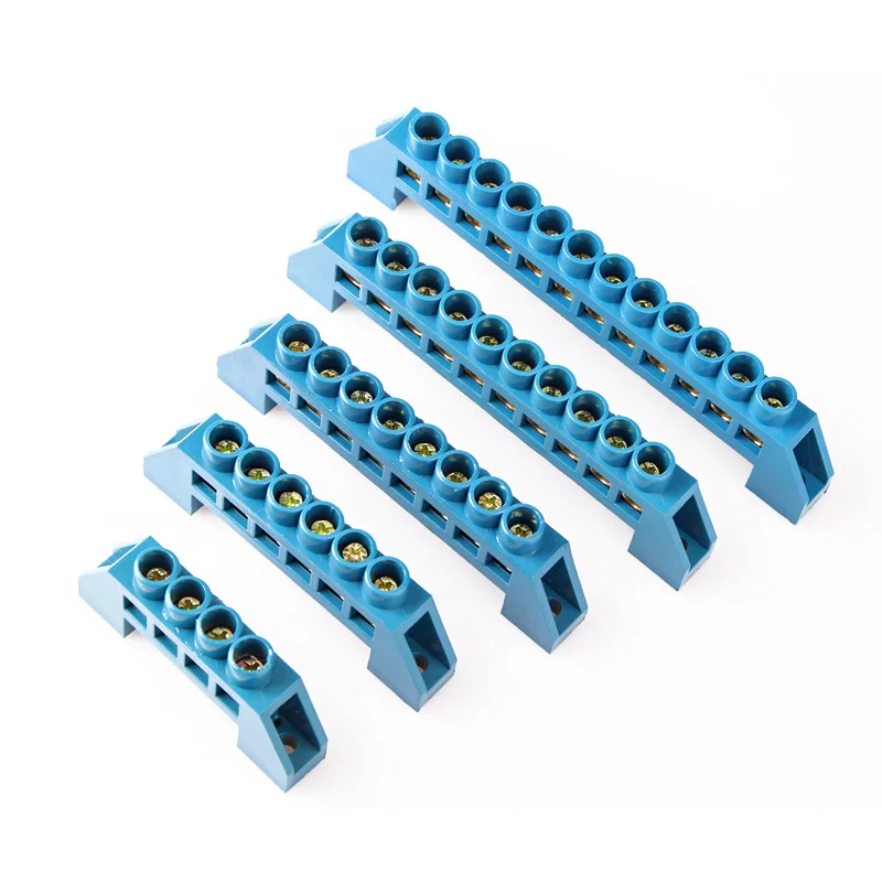 1Pcs Green Blue Screw Brass Din Rail Terminal Block Earth and Neutral Blocks 4Pin 6Pin 8Pin 10PIN 12PIN