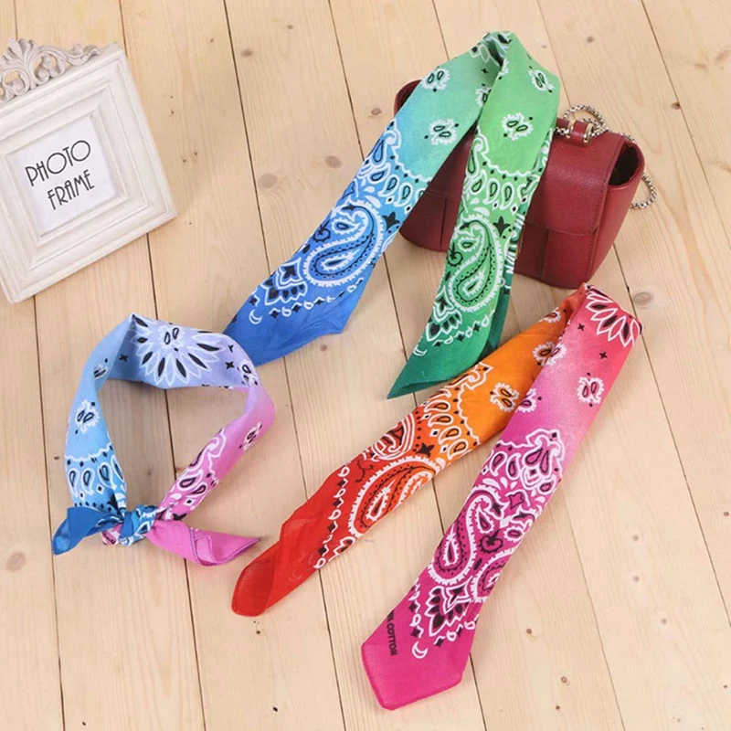 100% Cotton Bandana Square Scarf Women Hip-Pop Print Small Neck Wrist Wrap Lady Hair Band Kerchief Female Bandana Headband