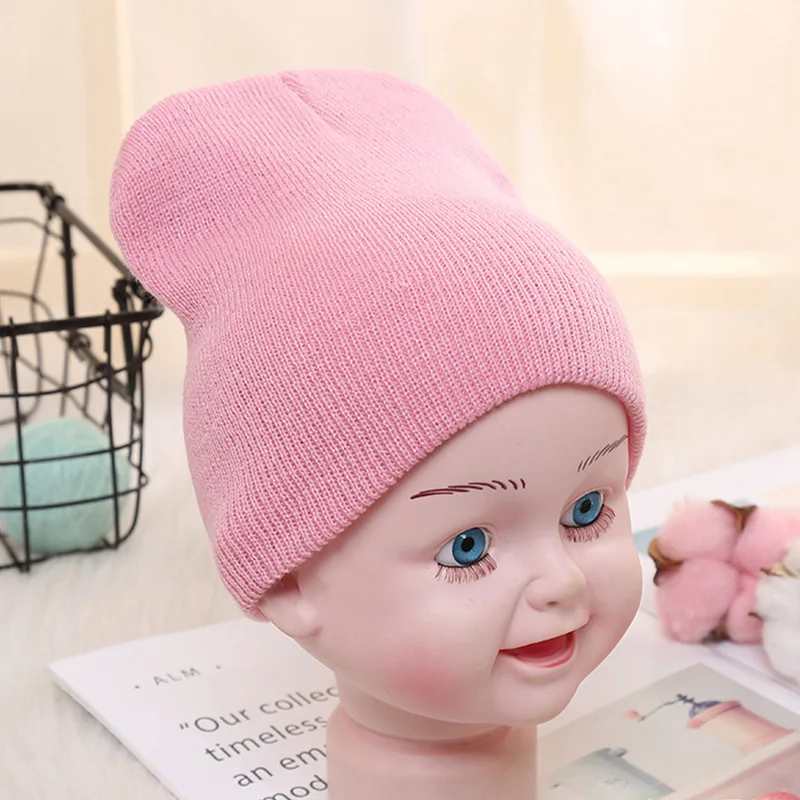 0M-4Y Toddler Infant Candy Color Hats Baby Boy Girl Warm  Knit Wool Children's Cap Cotton Soft Newborn Kids Beanie