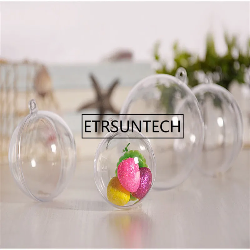 100pcs Clear plastic ball Christmas Tree Door Hanging Sphere Store Window Wedding Favor Box Candy Box Decoration