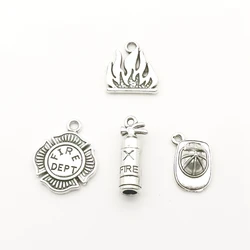 New Fireman Logo Alloy Souvenir Jewelry Accessories Fire Extinguisher Badge Hard Hat Model Cute Gift Pendant Bag Charm Sorority