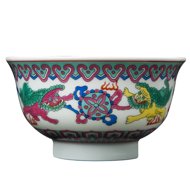 Ethnic Bowl (1 Bowl) / Jingdezhen High Temperature Porcelain / Pure Handmade Rice Bowl Butter Tea Bowl Tibetan Buddhist Bowl