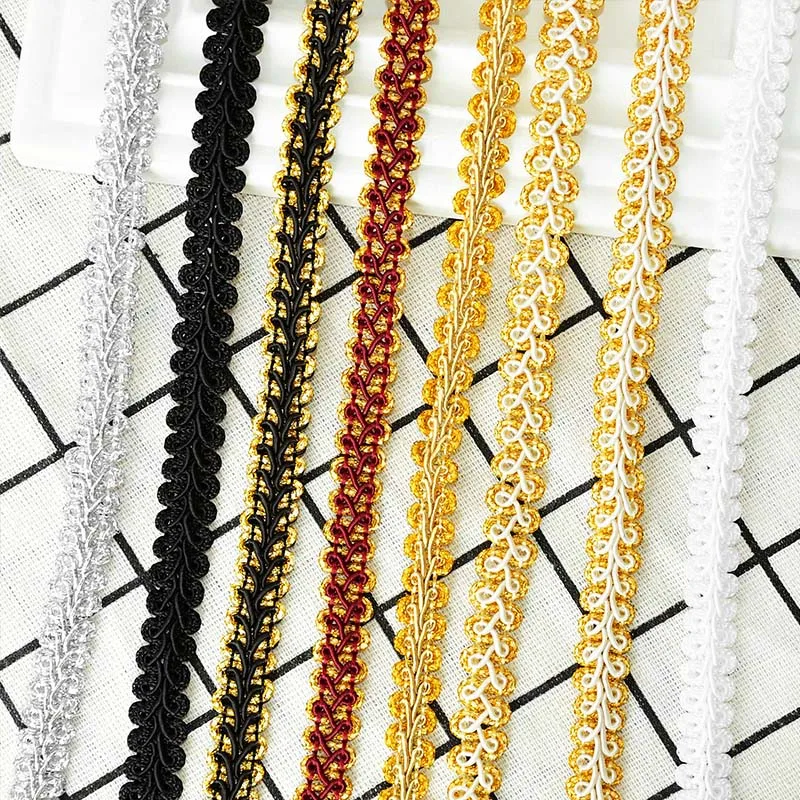 5Yards Gold Silver Lace Trim Ribbon Curve Lace Fabric Sewing Centipede Braided Lace Ribbon Wedding Craft DIY Garment Accessories