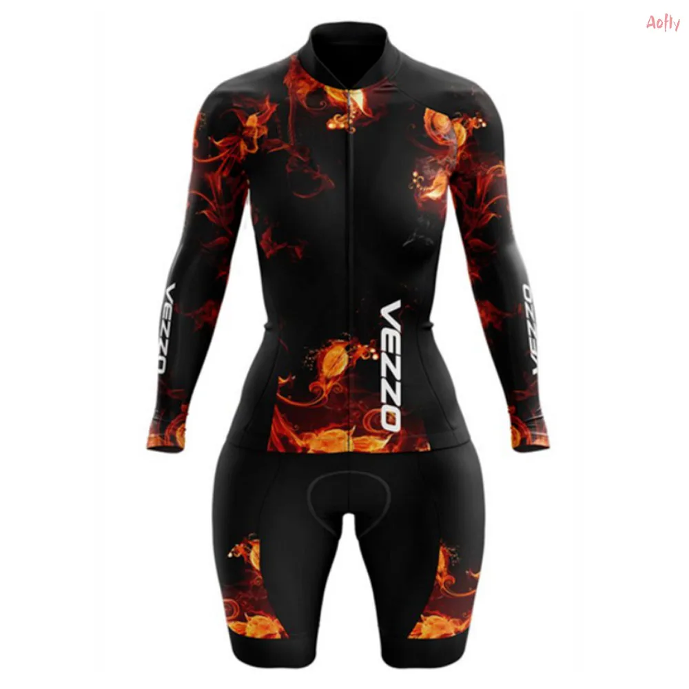 

21 VEZZO Female Monkey Triathlon Professional Cycling Jersey, Outdoor Racing Cycling Jersey, One-Piece Monkey Slim Pants 9D Gel