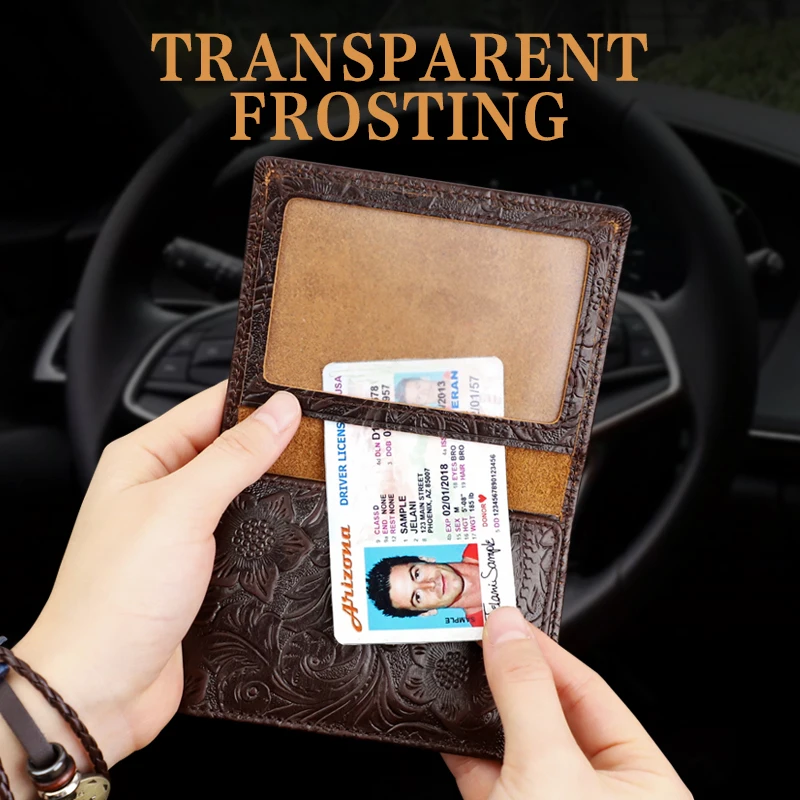 Handwork Leather Driving License Cover  Genuine Leather Car Auto Documents Drivers License Wallet Passport Credit Card Holder