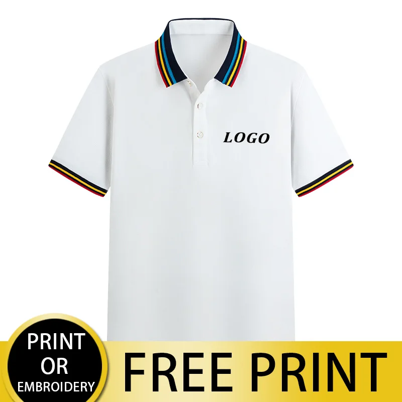 

CUST Exquisite Color Striped Lapel Polo Shirt 10 Colors High-End Office Uniforms For Men And Women Can be Customized Printing Pi