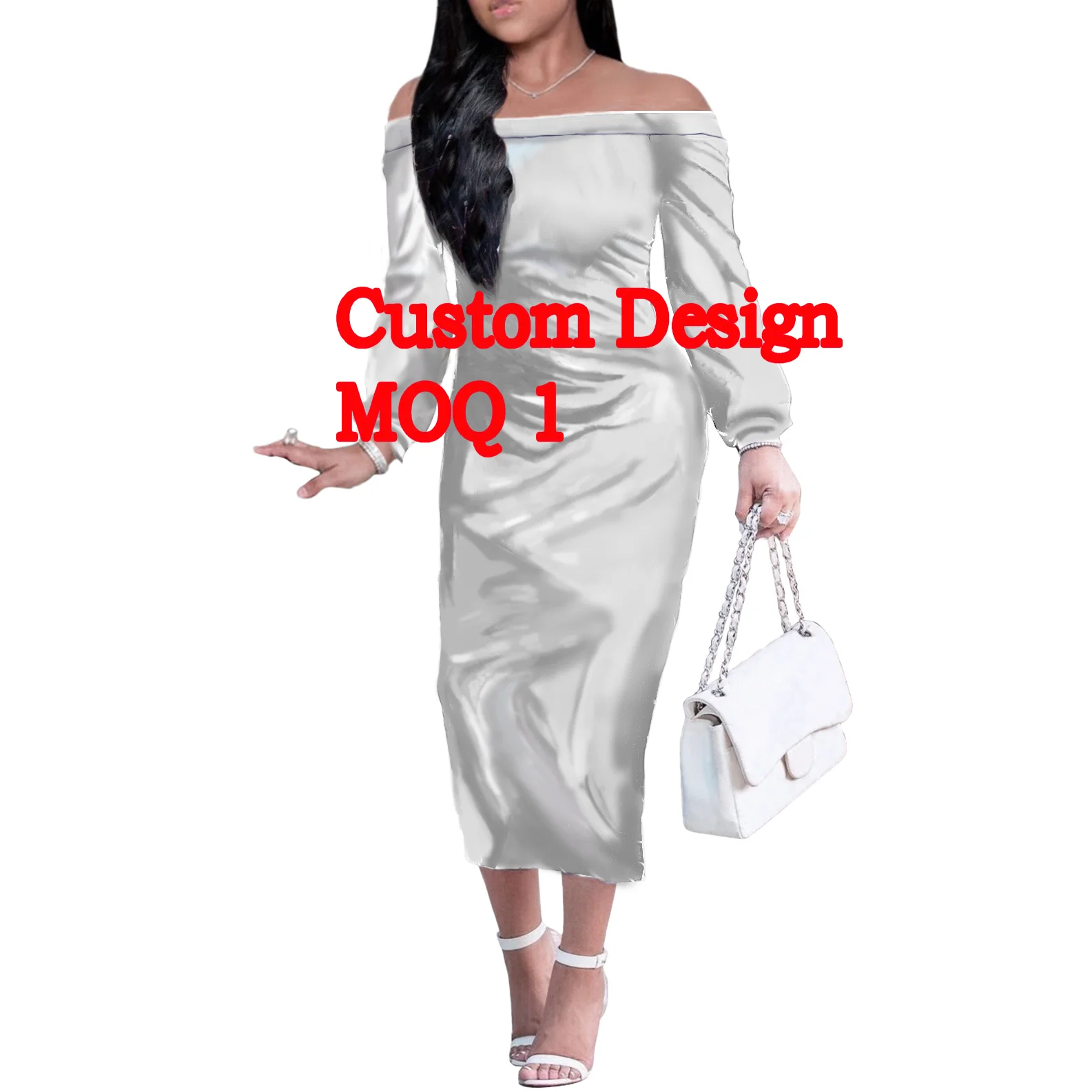 2021 Factory Outlet Summer Polynesian Women'S Brief Elegant Casual Maxi Dress Off Shoulder Half Long Sleeve Dresses The New