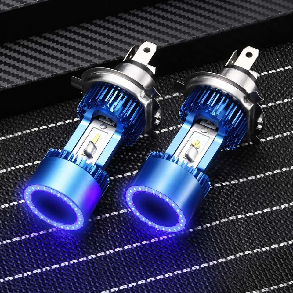 30W Light Angel Eye Blue  3200lm H4 LED Car Headlight Hi-low Beam HS1 P43T Plug&play Motorcycle Auto Scooter White 6000K 12/24V