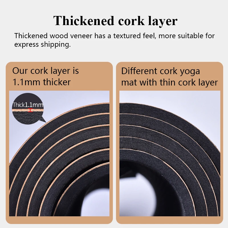 Cork yoga mat Pilates natural rubber dry and wet high elastic sports gymnastics mat 183*66cm