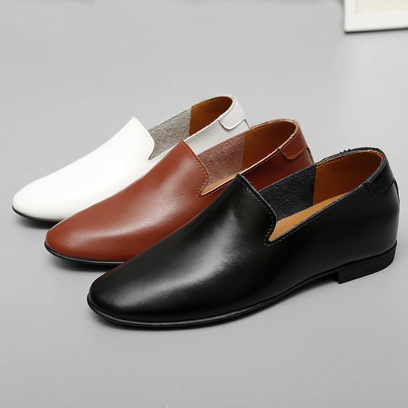 Loafers Men Elevator Shoes Men\'s Casual Shoes Male Buiness Cow Leather Shoes Height Increase Shoes Insoles 5CM Formal Tall