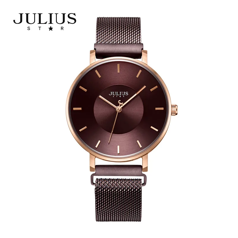 Julius Watch JS-025 Sapphie Crystal Glass chiusura magnetica Full Stainless Steel Mesh Band Women Top Luxury Watch