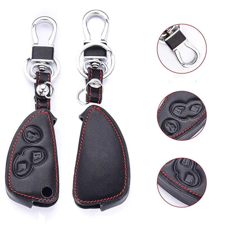 Leather Car Key Case holder bag For Alfa Romeo 147 156 166 GT JTD TS 3 Buttons Folding Keychain Holder Remote Fobs Shell Cover