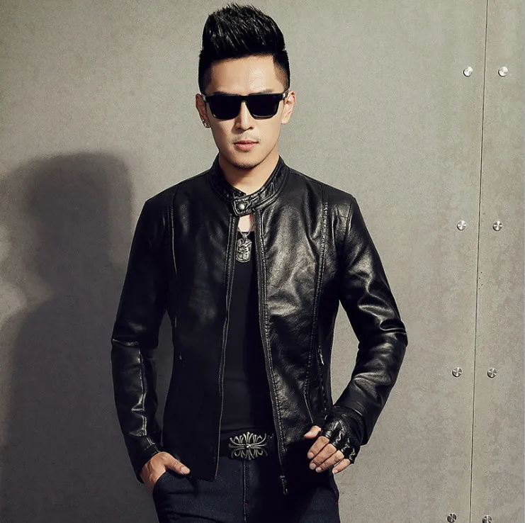 

Pop Motorcycle leather jacket Autumn Slim Casual Men leather jackets Top quality Faux Leather comfortable biker jacket