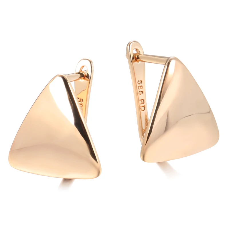 Newest Trend Jewelry Minimalist 585 Rose Gold Earrings Gold Color Square Triangle Earrings for Women Vintage Fashion Jewelry