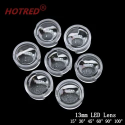 50pcs 13mm Lens 15 30 45 60 90 100 Degree 13mm Mini IR LED PCB Angle Lens for 1W 3W 5W LED Lamp Convex Lenses