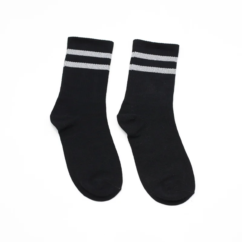 5 pair Striped female socks ins tide street reflective tube socks thin section cotton men\'s sports skate socks