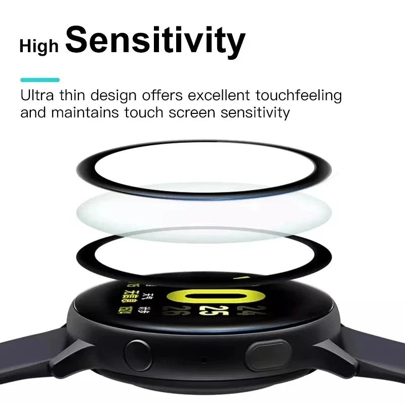 20D Screen Protectors Glass For Samsung Galaxy Watch Active 2 40mm 44mm Full Cover Curved Edge Protective Film Scratch Resistant