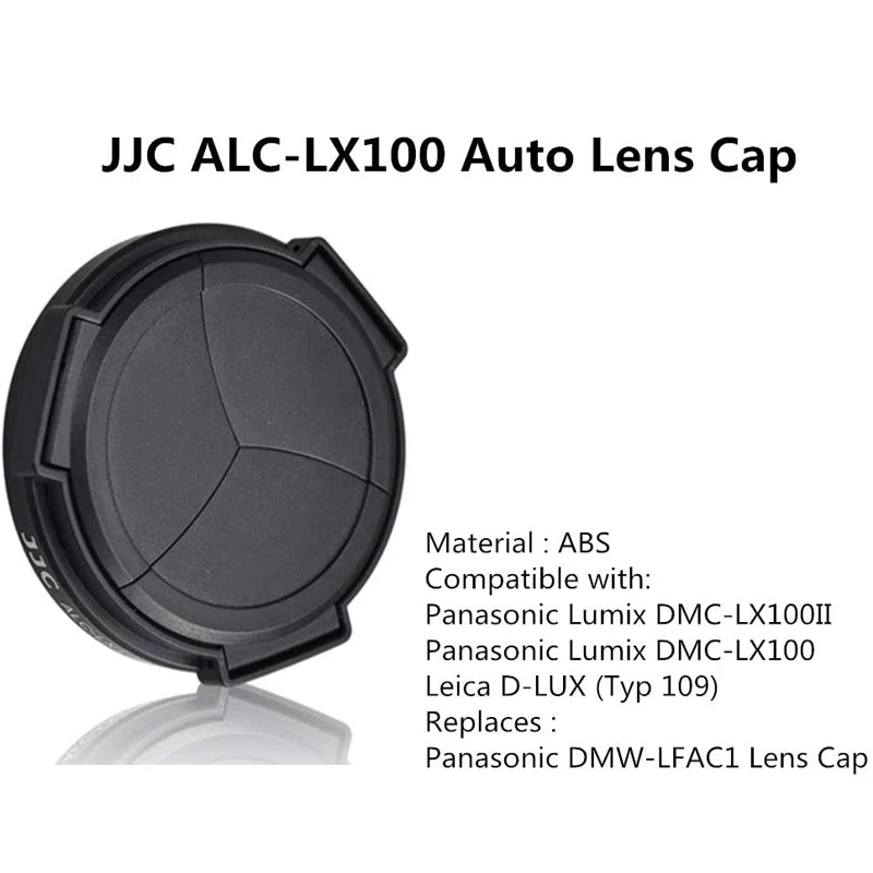 JJC DMW-LFAC1 Auto Lens Cap Cover for LEICA D-Lux8 D-LUX 7 D-LUX(Typ 109) Panasonic LUMIX DMC-LX100 DMC-LX100II DC-LX100M2