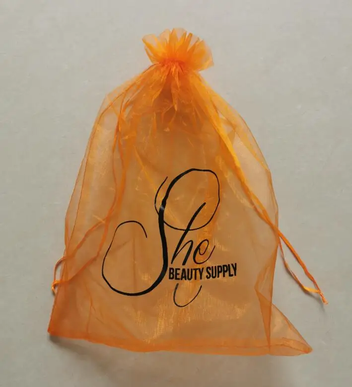 1000pcs Customise Logo 30x40cm Drawstring Orange Organza Bags Gift Pouches Printed With Black Logo By Express Fast Shipping