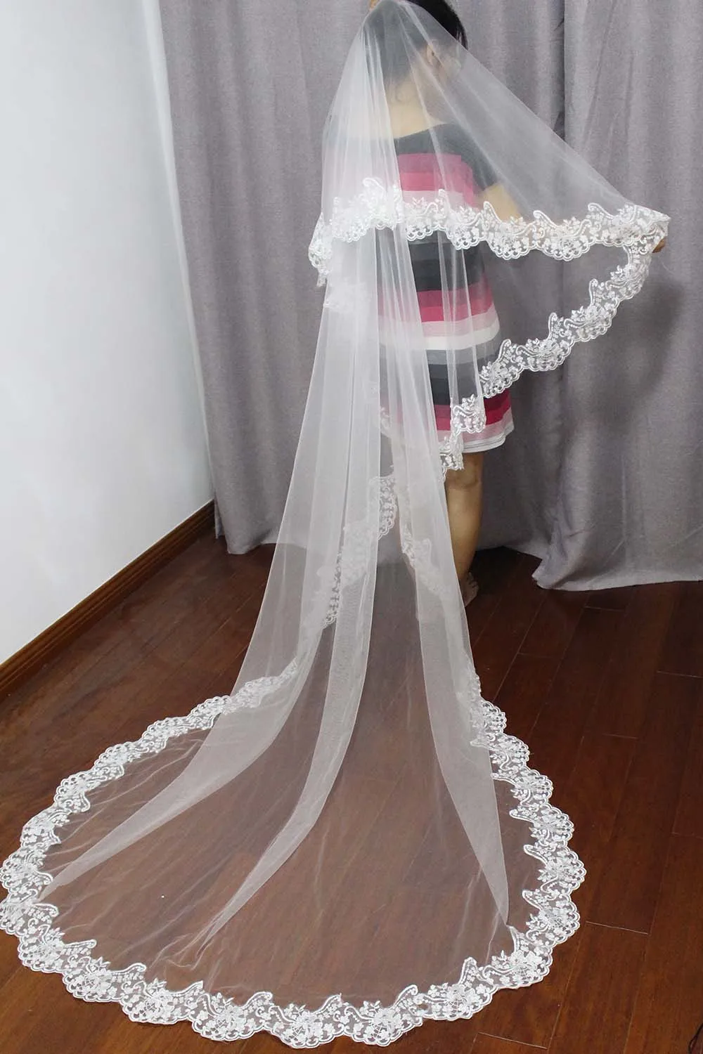 Elegant 2 Tiers Cover Face Wedding Veil with Blusher Soft Tulle White Ivory Bridal Veil with Comb 2.5 Meters Wedding Acessories