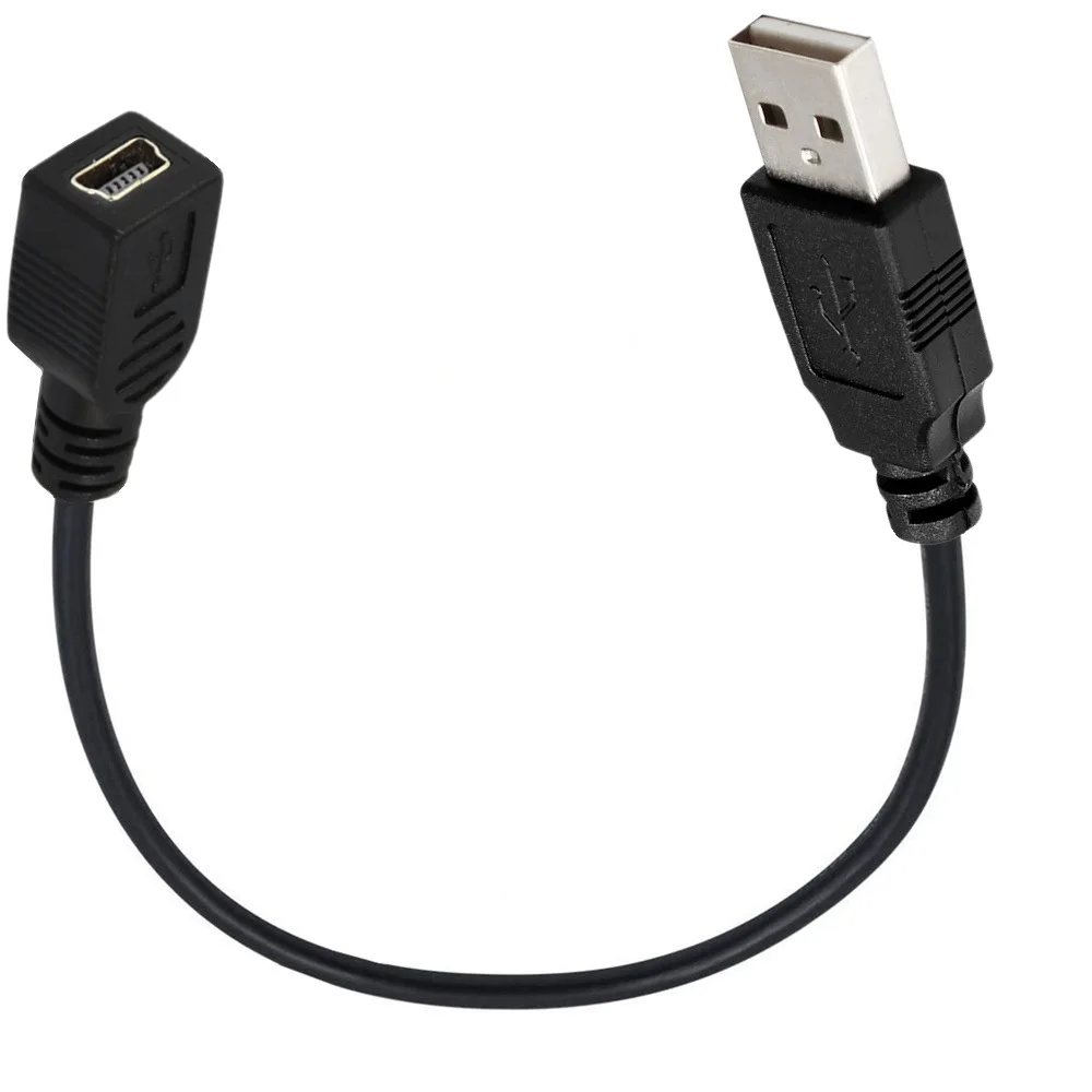 المصغّر usb 5Pin & Mini usb 5Pin أنثى إلى USB 2.0 A كابل موصل ذكر قرص صلب كاميرا رقمية الهاتف المحمول كابل بيانات 0.25m