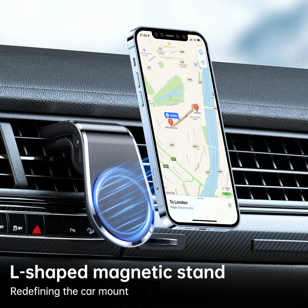 AUFU Magnetic Phone Holder in Car Stand Magnet L-Type Phone Clip for Mount Car Air Vent Cellphone Holder for iPhone 13 Samsung