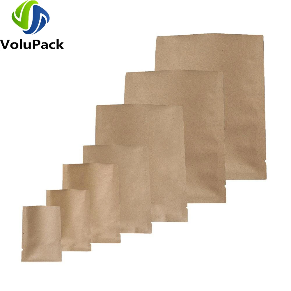 High Quality 14C Thickness! Eco-friendly Kraft Paper Packaging Bags Heat Seal Open Top Pouches Aluminum Foil Mylar Storage Bags