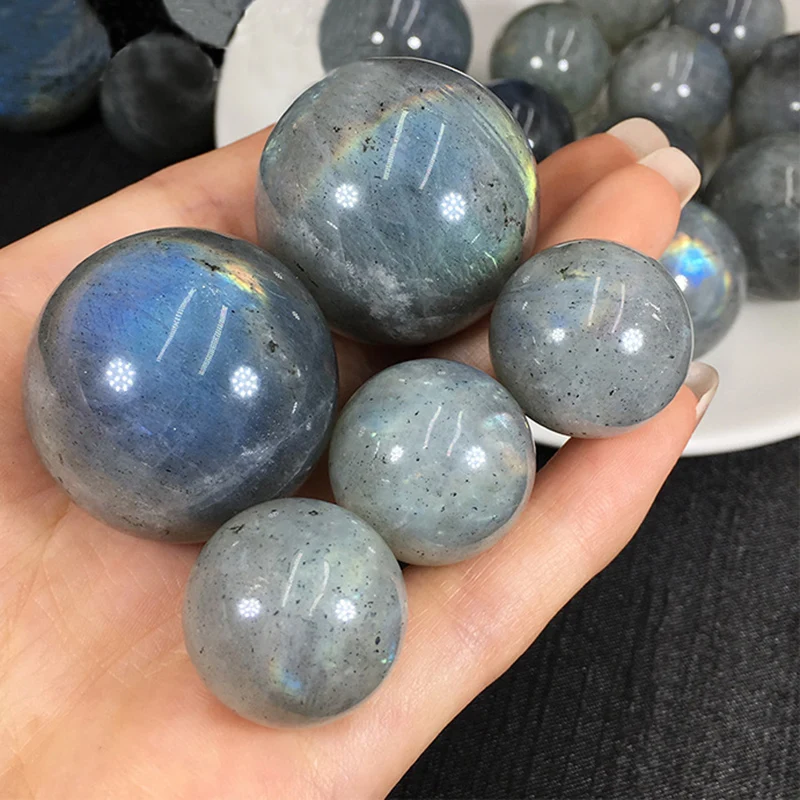 1pc Labradorite Ball Natural Polished Labradorite Natural Stone Sphere Healing Crystals Gemstone Glossy Stone Room Decor